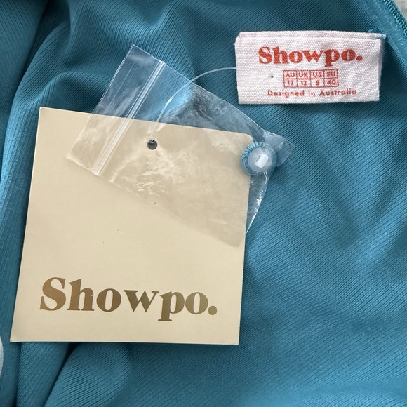 New Showpo Gaia Cross Halter Neck Teal Bodysuit Women's US 8 - Picture 8 of 9